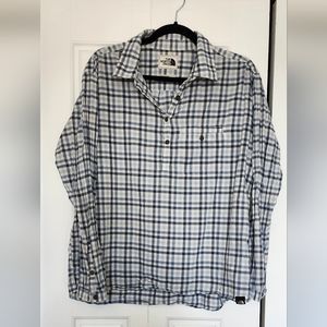 North Face Blue Check Organic Cotton Long Sleeve